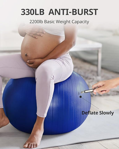 Trideer Yoga Ball Exercise Ball for Working Out, 5 Sizes Gym Ball, Birthing Ball for Pregnancy, Swiss Ball for Physical Therapy, Balance, Stability, Fitness, Office Ball Chair, Quick Pump Included