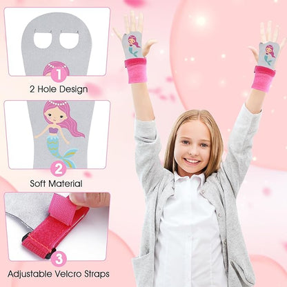 2 Gymnastics Grips Wristbands Sets for Girls Youth Kids, Gymnastic Hand Grips Gymnastic Bar Palm Protection and Wrist Support Sports Accessories for Kids Workout and Exercise