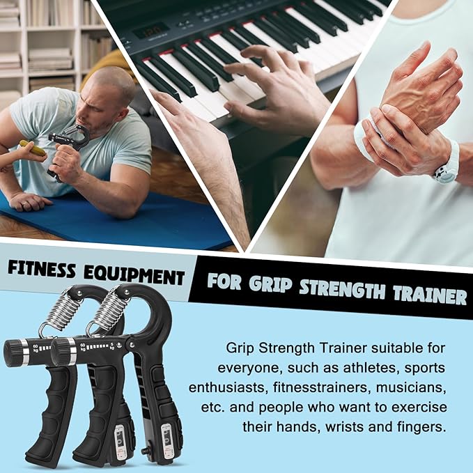 Hand Grip Strengthener with Counter, Adjustable Resistance - Forearm Trainer, Grip Strengthener, and Hand Strengthening Device for Athletes