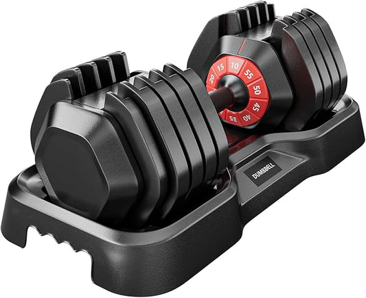 55LB Adjustable Dumbbell Set with Anti-Slip Handle 10 in 1 Free