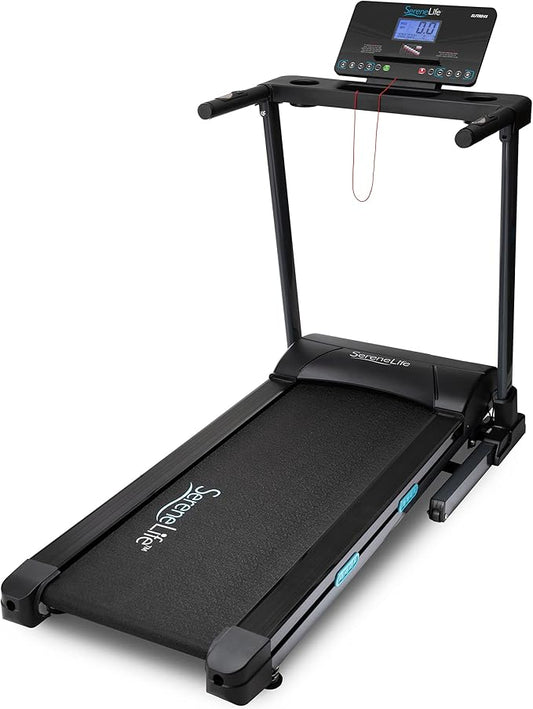 SereneLife Smart Electric Folding Treadmill – Easy Assembly Fitness Motorized Running Jogging Exercise Machine with Manual Incline Adjustment, 12 Preset Programs