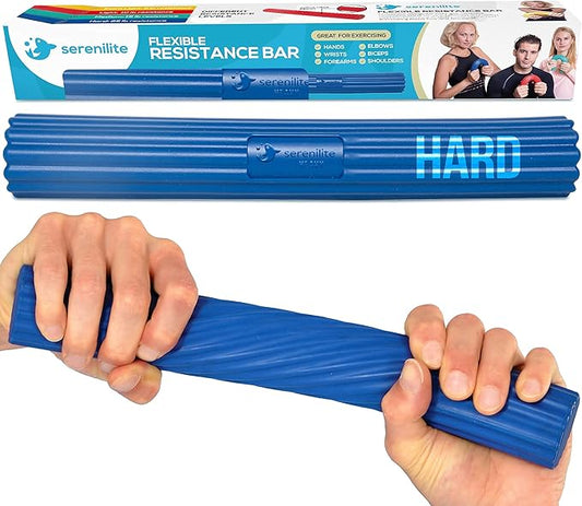 Serenilite Flexible Resistance Bar, Grip Strength Trainer, Resistance Band, Forearm Exerciser Workout, Flexible Bar for Tennis Elbow, Golfers Elbow, Physical Therapy, Pain Relief, Tendonitis, Recovery