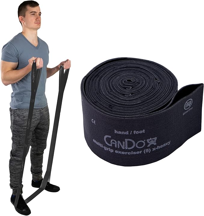 CanDo Multi-Grip 6 Foot Exercise Resistance Band with Hand/Foot Loops for Total Body Workouts, Training, Rehab, Stretching and Therapy