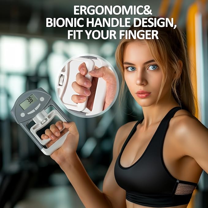 Grip Strength Tester, Hand Grip Dynamometer, Electronic Hand Grip Strength Tester Grip Strengthener Hand Exerciser Meter Digital Hand Grip Training Gauge 220 Lbs / 99 Kgs for Sports, School, Office and Home Use