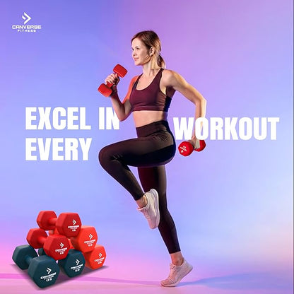 Neoprene Workout Dumbbells Weights - Non Slip, Anti Roll Exercise & Fitness Only Dumbbells Combo - Hex Shaped Hand weights for Men & Women - Ideal for Home and Gyms training