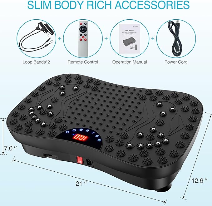 Vibration Plate Exercise Machine Whole Body Workout Vibrate Fitness Platform Lymphatic Drainage Machine for Weight Loss Shaping Toning Wellness Home Gyms Workout for Women Men