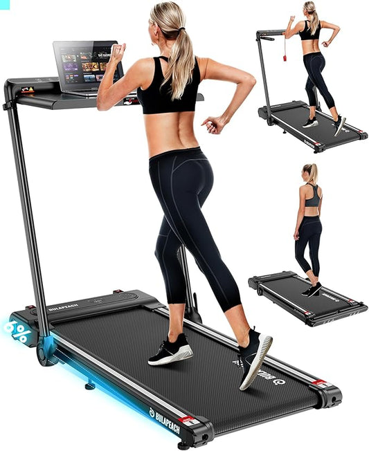 Under Desk Treadmill with Incline, 3.5HP Walking Pad with Handle Bar Removable Desk Workstation, 300 Lbs Foldable Treadmills for Home Small Office, LED Display, Wristband Remote Control