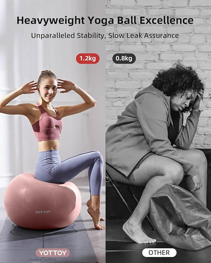 Anti-Burst Exercise Ball for Working Out, Yoga Ball for Pregnancy,Extra Thick Workout Ball for Physical Therapy,Stability Ball for Ball Chair Fitness with Pump