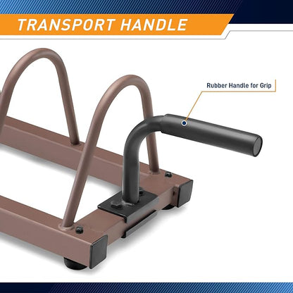 Steelbody Horizontal Plate and Olympic Bar Rack Organizer with Steel Frame and Transport Wheels STB-0130, brown 41”L x 11”W x 9.5”H