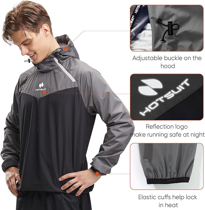 HOTSUIT Sauna Suit for Men Sweat Sauna Jacket Pant Gym Workout Sweat Suits