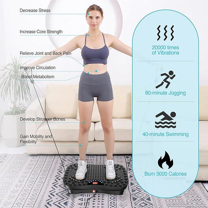 Vibration Plate Exercise Machine Whole Body Workout Vibrate Fitness Platform Lymphatic Drainage Machine for Weight Loss Shaping Toning Wellness Home Gyms Workout for Women Men