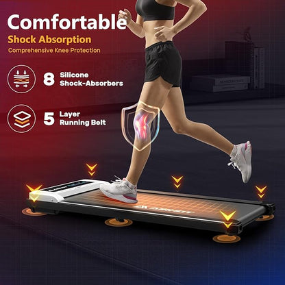 Walking Pad Treadmill, 2.5HP Under Desk Treadmill with Remote Control & LED Display, Quiet Desk Treadmill for Compact Space, Portable Treadmill for Home Office Use