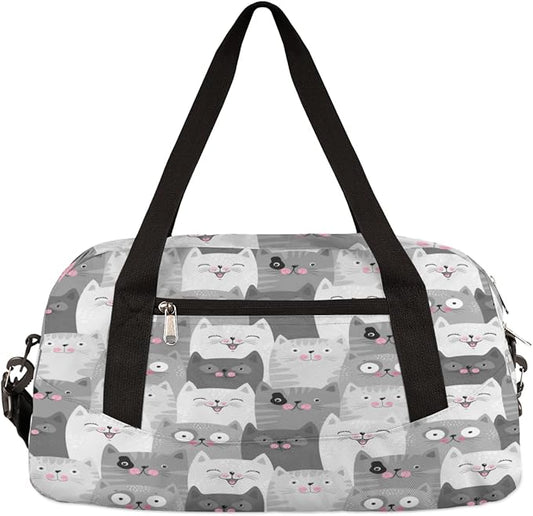 Animal Cats Funny Pattern Gym Bag for Women Men, Small Travel Duffel Bag for Sports Getaway Overnight Bag Lightweight Weekender Bags Workout Bag Dance Bag for Boys Girls Kids Teens