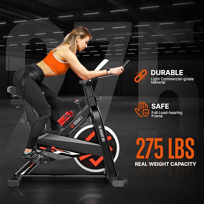 Stationary Exercise Bike with 8 Resistance Settings - Indoor Cycling Bike for Home, Exercise Equipment with Screen, Workout Cycling, Phone Holder - Max Weight 275lbs