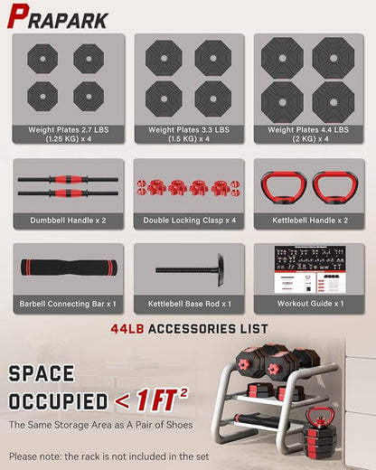 4-in-1 Adjustable Dumbbell Set – Octagonal Anti-Roll Design