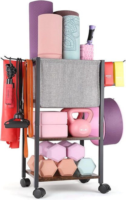 Yoga Mat Storage Rack Home Gym Equipment Workout Equipment Organizer Yoga Mat Holder for Dumbbell,Kettlebell and More Gym Accessories Gym Essentials Women Men Fitness Exercise Equipment Organization