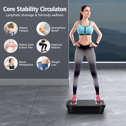 Vibration Plate Exercise Machine, Power Waver Vibration Plate Platform for Lymphatic Drainage Whole Body Vibration Plate Machine Helps Weight Loss Shaping Toning Wellness Home Gyms Workout