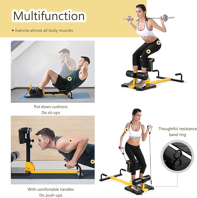 Sissy Squat Machine, 8 in 1 Deep Squat Machine,Strength Training Leg Machines,Multi-Function Sit-Up Bench&Push-Up Exerciser for Home Gym