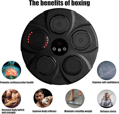 Music Boxing Machine, Smart Bluetooth Interactive Wall-Mounted Punching Trainer with Gloves, Home Workout & Agility Training Equipment for Kids and Adults