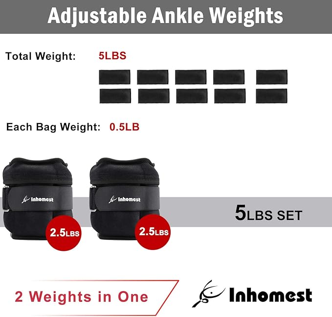 Adjustable Ankle Weights 1-5/10/12 Lbs Leg Weights for Men Women,Wrist Ankle Weights for Physical Therapy,Yoga Pilates,Workout,Walking,Jogging