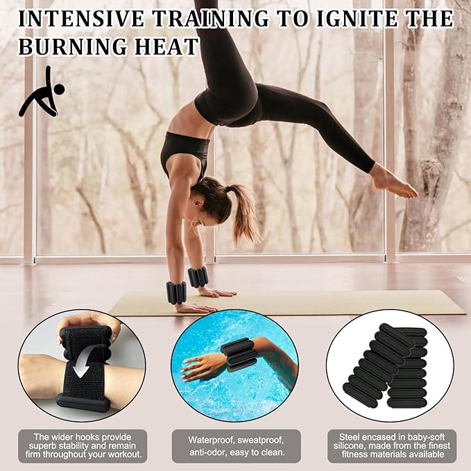 Adjustable Ankle Weights for Women Men Kids Wrist Ankle Weights Increase Training Intensity Wrist Weights Sets Increase Training Intensity for Yoga, Pilates, Aerobics, Gym, Swimming, Hiking