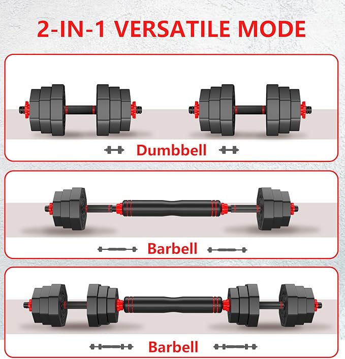 44LB Adjustable Dumbbells Set of 2, Weights Set Adjustable,Dumbbell Weights Sets with Connector for Women Man, Free Weights Barbell Fitness Equipment for Workout Strength Training