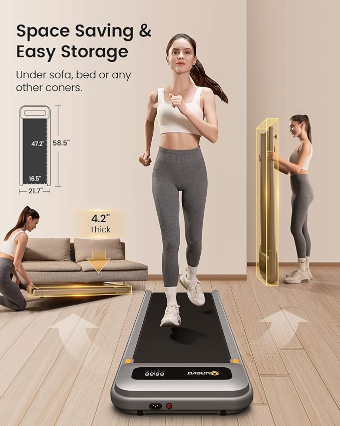 UREVO Under Desk Treadmill, Walking Pad 2 in 1 for Home/Office, Portable Walking Pad Treadmill with Remote Control, LED Display