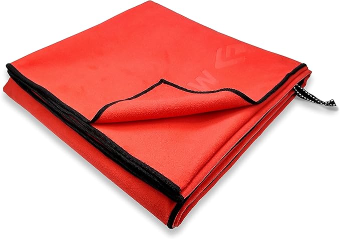 Flow Hydro Sport Towel - Microfiber Quick Dry Swimming Towels for Swim, Pool, Triathlon, and Other Water Sports in Medium, Large, Extra Large, and Hooded Sizes (Red, X-Large (72" x 40"))