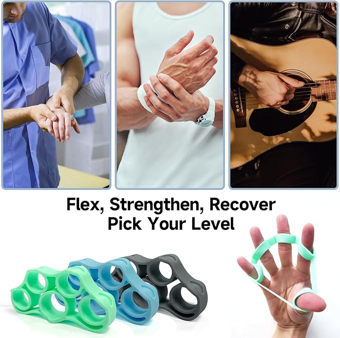 FitBeast Grip Strength Trainer, Finger Exerciser, Forearm Strengthener 9-Piece Kit, Hand Grip Strengthener Targeted Strength, Relief & Recovery