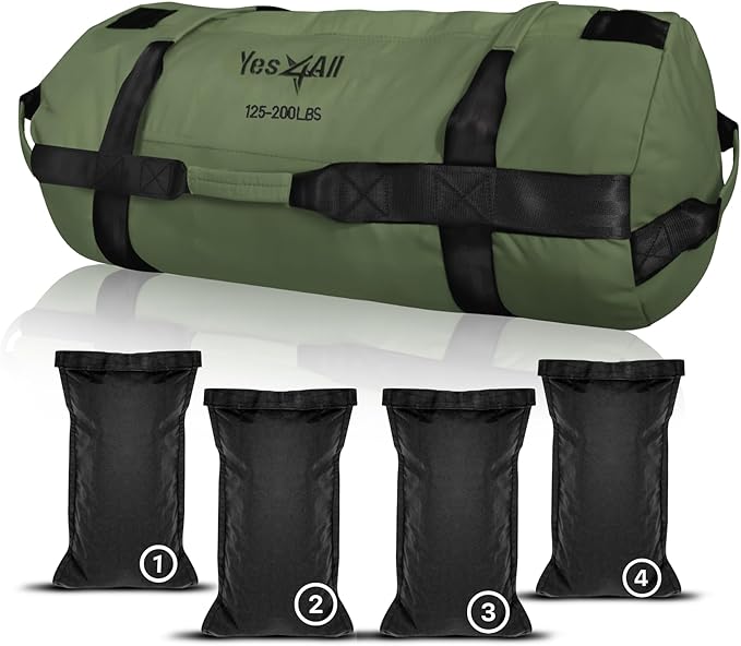 Yes4All Sandbags for Working Out, Adjustable Sand Bags for Weight Training with Handles, Multiple Colors & Sizes 5-200lbs