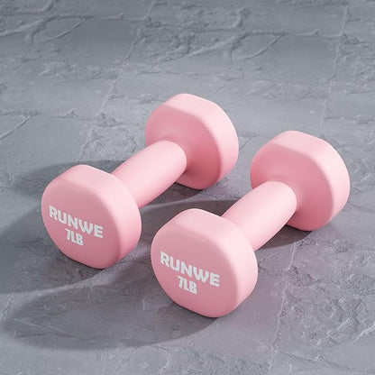 RUNWE Dumbbells Set of 2 - Cast Iron Dumbbell Pairs Options for 1 3 5 7 OR 10 LB Each, Hand Weights Sets Exercise & Fitness Dumbbell Free Weights for Child, Women, Men (Sold in One Pair Not All Sets)