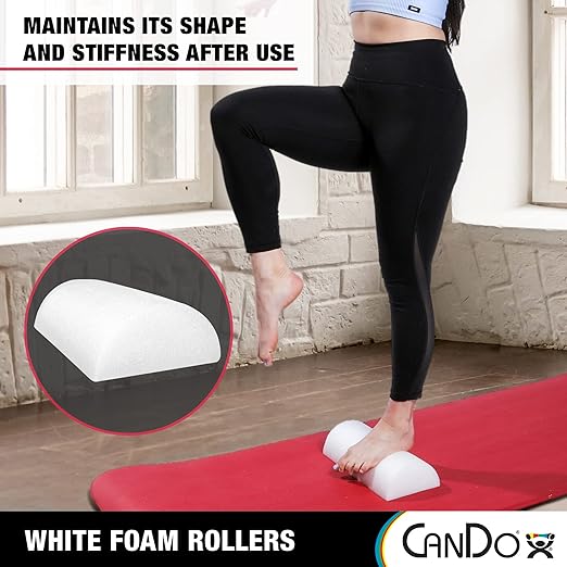 CanDo White PE Foam Rollers for Exercise, Finess, Muscle Restoration, Massage Therapy, Sport Recovery and Physical Therapy for Home, Clinics, Professional Therapy Half-Round 6" x 48"