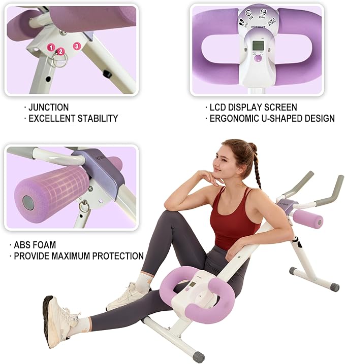 Ab Workout Equipment Abdominal Trainer, Adjustable Ab Machine at Home Gym, Foldable Abdominal Exercise Machine, Core & Ab Trainer Machine for Stomach Workout with LCD Monitor