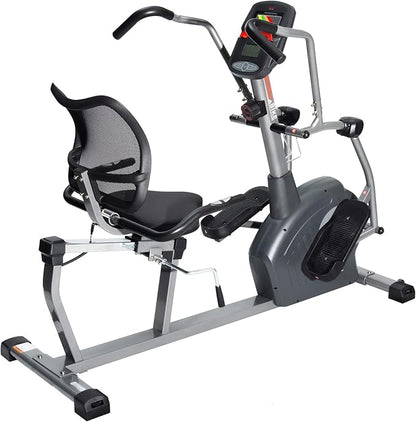 Sunny Health & Fitness Elite Recumbent Cross Trainer & Elliptical Machine with Arm Exercisers, Easy Adjust Seat, with Exclusive SunnyFit® App Enhanced Connectivity