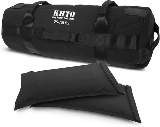 KHTO Sandbags-Heavy Duty Sandbags for Fitness Weighted Power Training-Adjustable Exercise Sandbags Gift Jump Rope& Cooling Towel