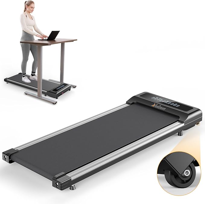 Under Desk Treadmill for Home Office: 2 in 1 Walking Pad Treadmill with Remote Control LED Display, Mini Portable Walking Treadmills Under Desk, 2.5 HP Powerful & Quiet Motor with 265 lbs Capacity