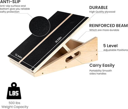 Slant Board for Calf Stretching, Calf Stretcher Slant Board for Squats, Adjustable Incline Board for Calf Ankle and Foot Stretching, Calf Stretch Wedge.