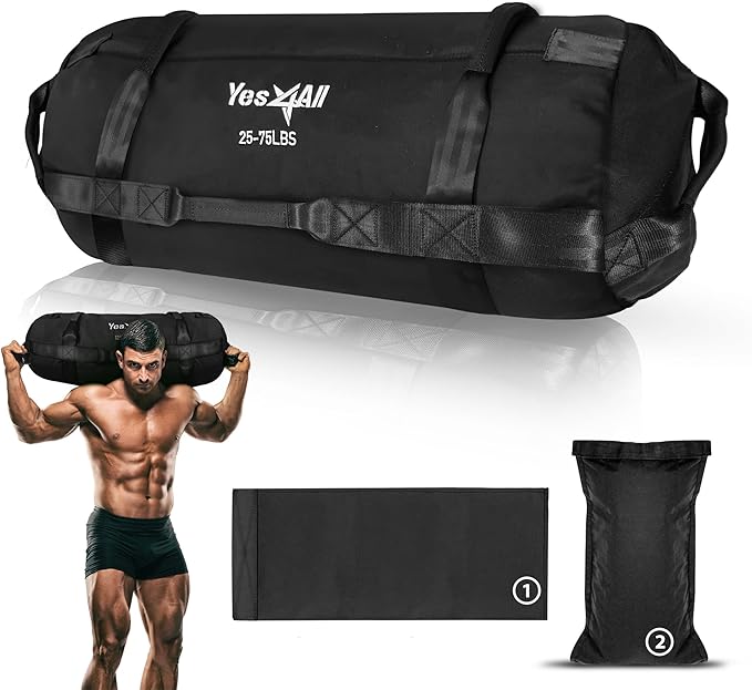 Yes4All Sandbags for Working Out, Adjustable Sand Bags for Weight Training with Handles, Multiple Colors & Sizes 5-200lbs