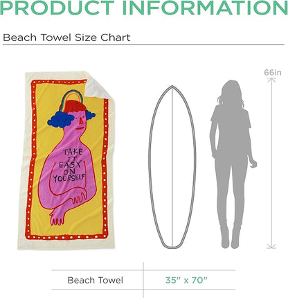 Bedsure U Series 100% Cotton Beach Towel, Camping Towel Quick Dry Super Absorbent, Cute Back to School Swimming Towel, Aesthetic Dorm Room Essentials Bath Towel, Lightweight, Oversized, 35"x70"