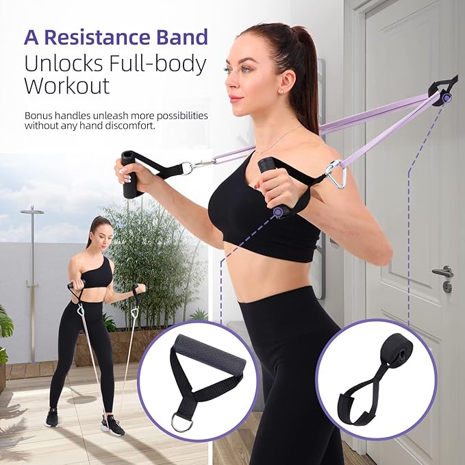 Resistance Bands for Working Out, Sportneer 5-130lb Exercise Bands 5 Levels Pull Up Bands with Handles & Door Anchor - Resistance Bands for Physical Therapy Stretching & Resistance Training