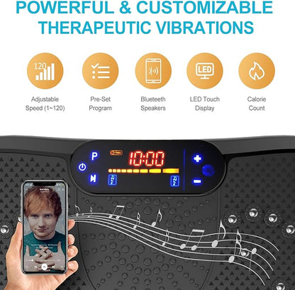 Vibration Plate Fitness Platform Exercise Machine Vibrating Shaking Full Body Shaker Workout Power Waver Vibrate Stand Shake Board Sport Gym for Weight Loss Fat Burner for Women Men