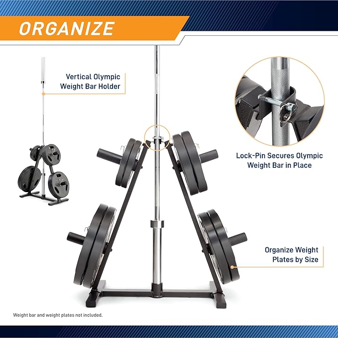 Marcy Olympic Weight Plate Tree for 2-Inch Plates Weight Storage Rack