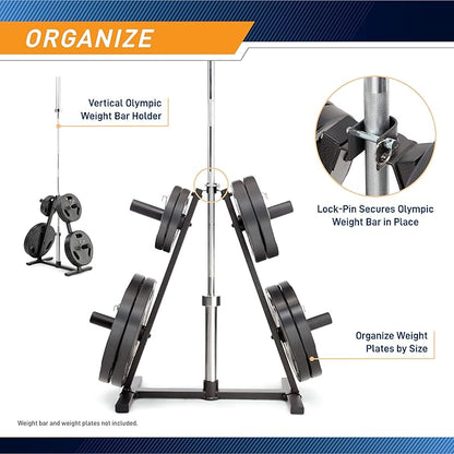 Marcy Olympic Weight Plate Tree for 2-Inch Plates Weight Storage Rack