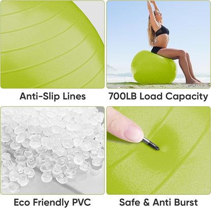 APEXUP Yoga Ball Exercise Ball, Pilates Ball, Anti Slip Stability Ball, Heavy Duty Gym Ball for Fitness, Balance, Core Workout, Physical Therapy