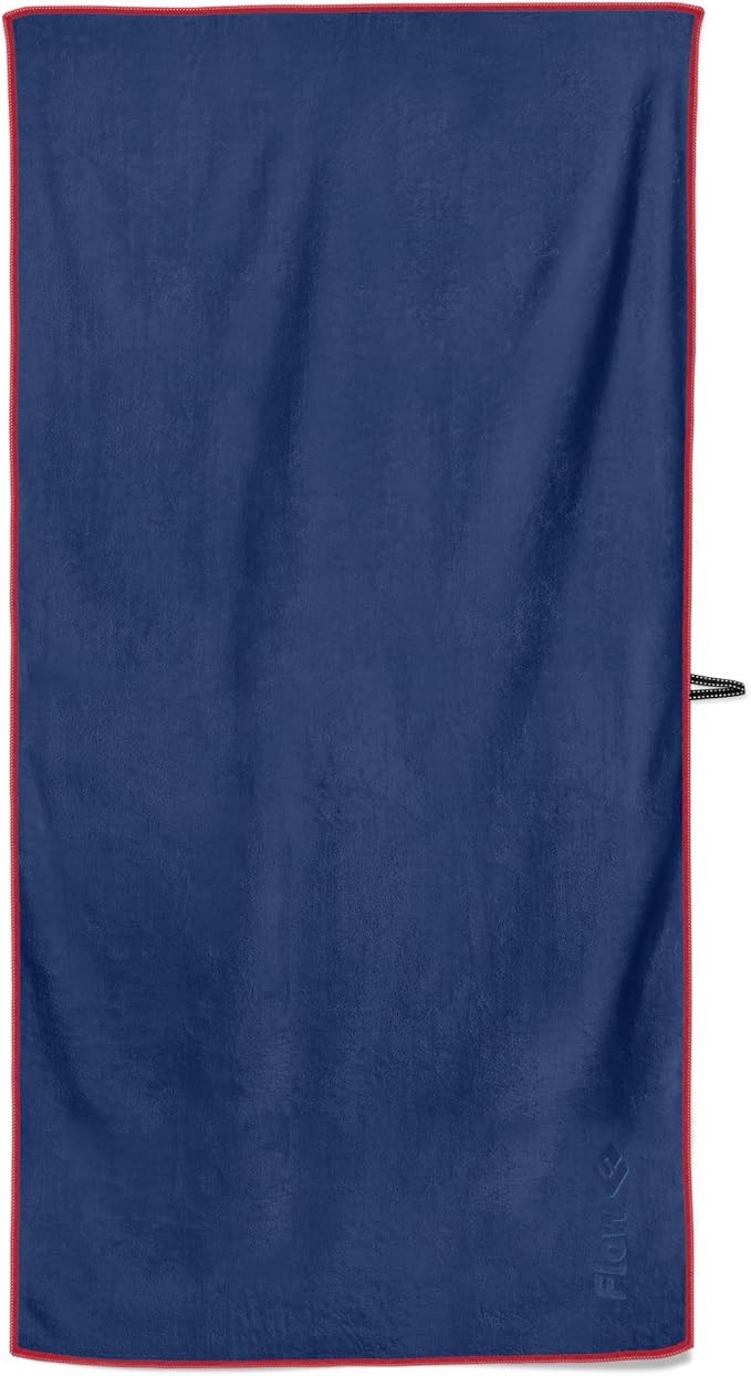 Flow Hydro Sport Towel - Microfiber Quick Dry Swimming Towels for Swim, Pool, Triathlon, and Other Water Sports in Medium, Large, Extra Large, and Hooded Sizes (Navy, Large w/Hood)