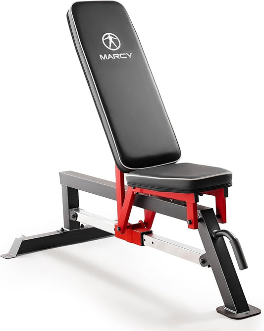 Marcy Adjustable Strength Training Utility Bench with Chrome Sliding Track SB-5429