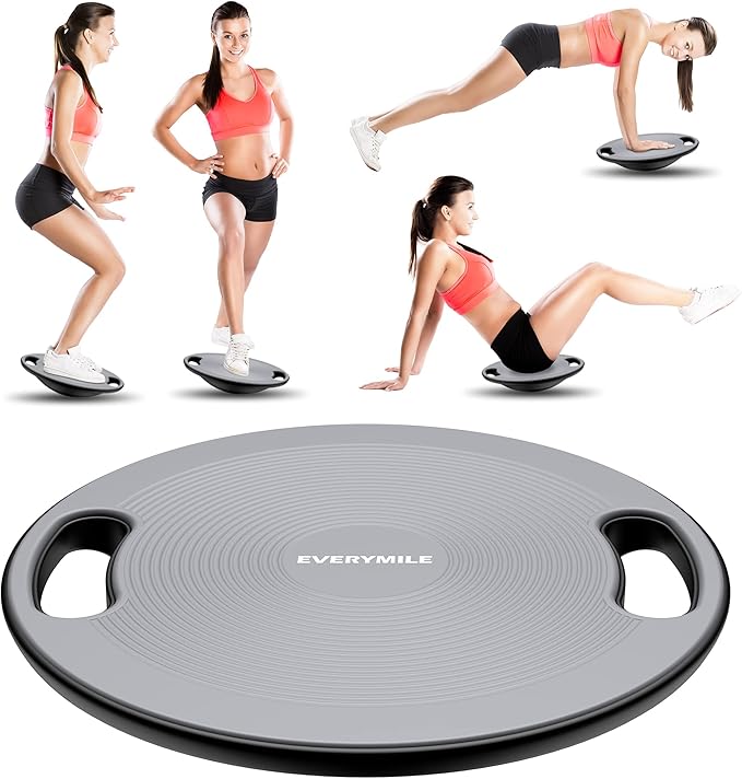 EVERYMILE Wobble Balance Board, Exercise Balance Stability Trainer Portable Balance Board with Handle for Workout Core Trainer Physical Therapy & Gym 15.7" Diameter No-Skid Surface