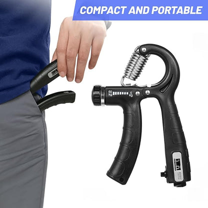 [Upgraded Version] Hand Grip Strengthener with Counter, Adjustable Resistance 10Lbs-132Lbs, Non-Slip Gripper for Wrist Strength, Forearm Exercise, Muscle Building and Injury Recoveries