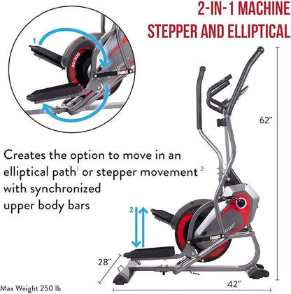 Body Power 2 in 1 Elliptical Stepper Machine 1 Yr 8 Levels,