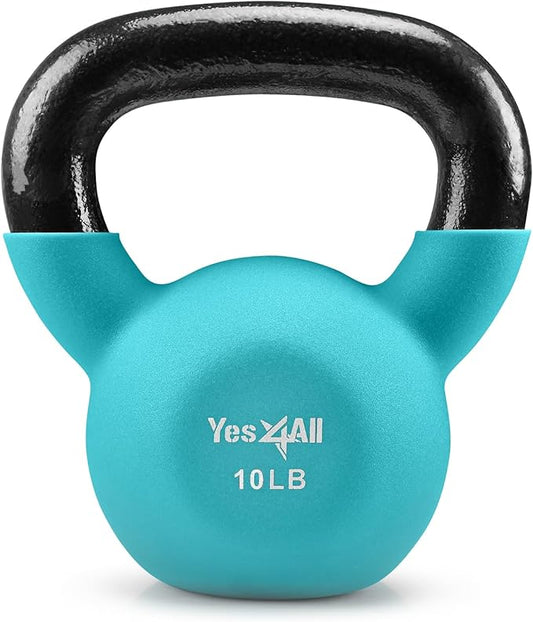 Yes4All Neoprene Coated/Adjustable Kettlebell & Kettlebell Sets - Hand Weights for Home Gym & Dumbbell Weight Set training